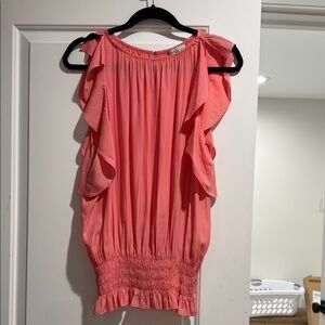 Ramy Brook Coral Ruffle Blouse